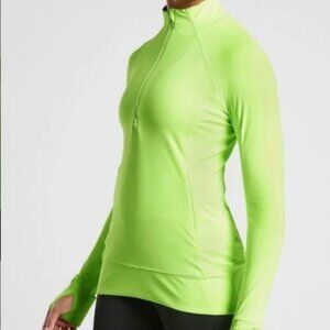 Athleta‎ Whittier Peak Half Zip Activewear Young Banana (Neon Green) Sz M